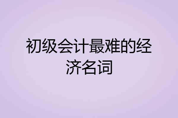 初级会计最难的经济名词