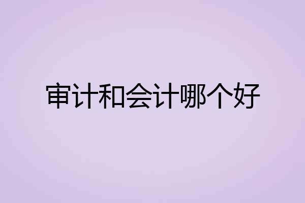 审计和会计哪个好
