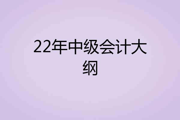 22年中级会计大纲