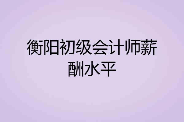 衡阳初级会计师薪酬水平