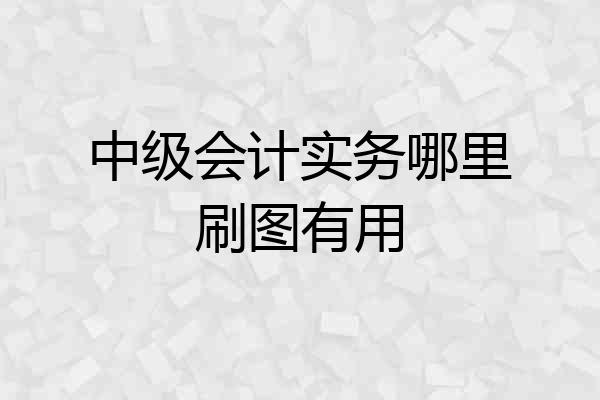 中级会计实务哪里刷图有用