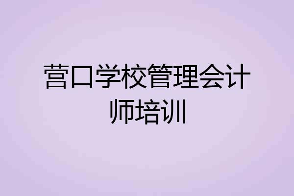 营口学校管理会计师培训