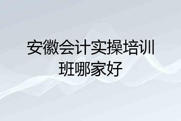 安徽会计实操培训班哪家好