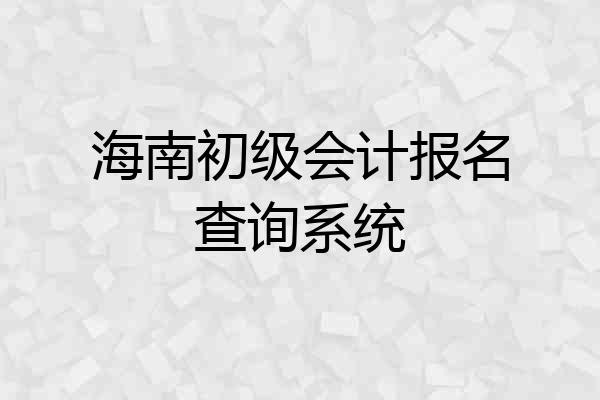 海南初级会计报名查询系统