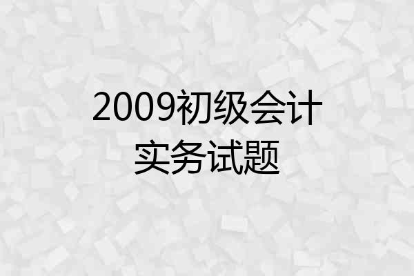 2009初级会计实务试题