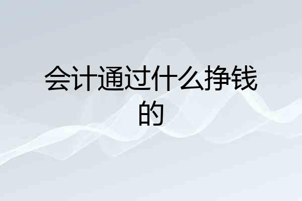 会计通过什么挣钱的