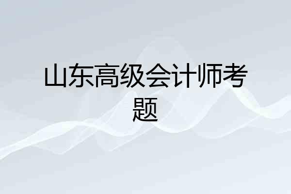 山东高级会计师考题