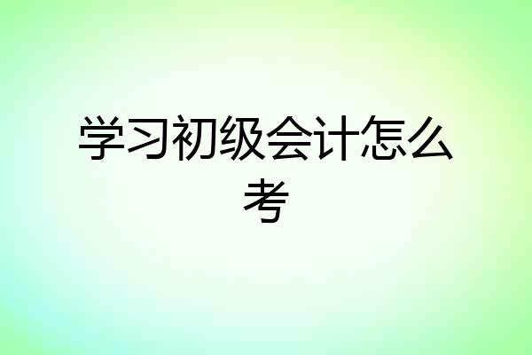学习初级会计怎么考