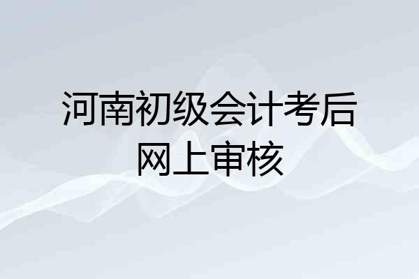 河南初级会计考后网上审核