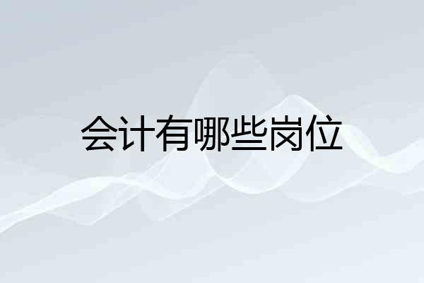 会计有哪些岗位
