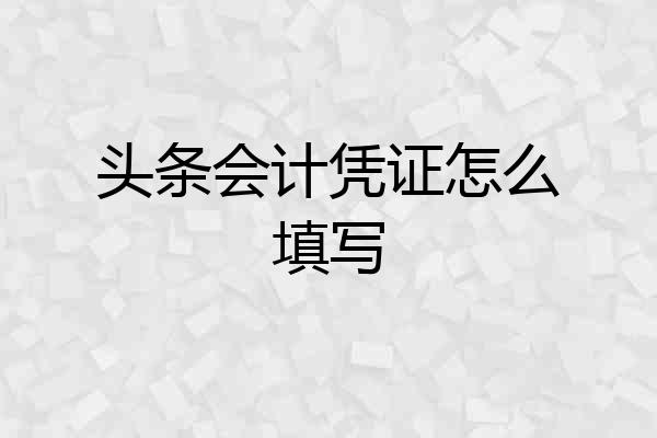 头条会计凭证怎么填写