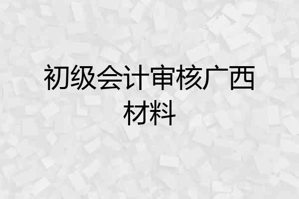 初级会计审核广西材料