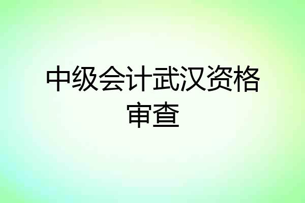 中级会计武汉资格审查