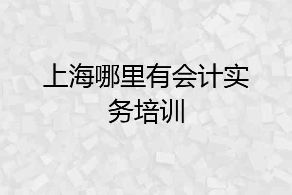 上海哪里有会计实务培训