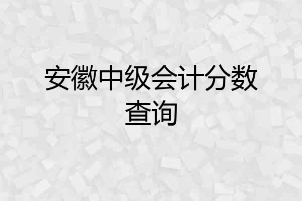 安徽中级会计分数查询