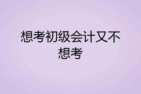 想考初级会计又不想考
