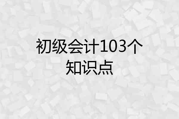 初级会计103个知识点