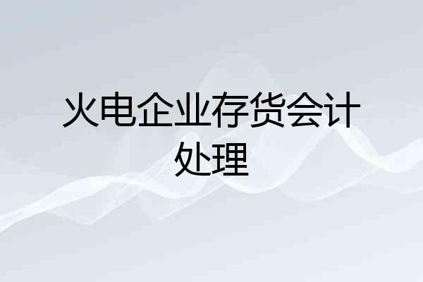 火电企业存货会计处理