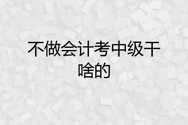不做会计考中级干啥的