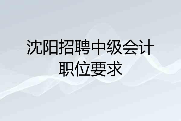 沈阳招聘中级会计职位要求