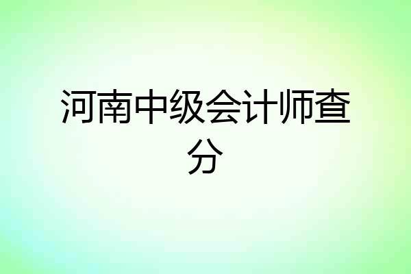 河南中级会计师查分