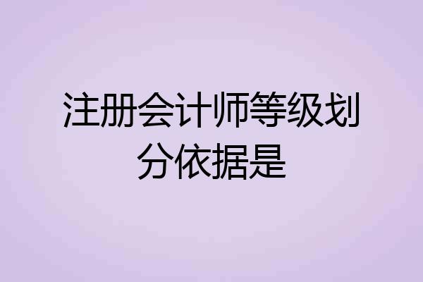 注册会计师等级划分依据是