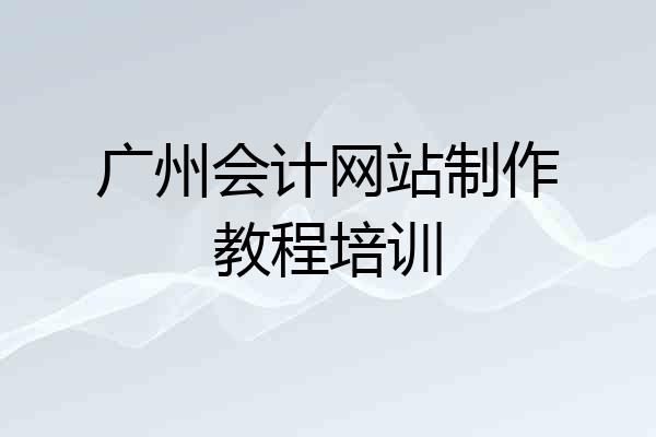 广州会计网站制作教程培训