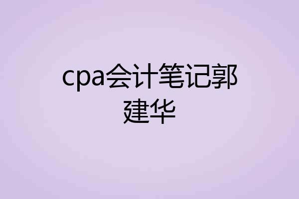 cpa会计笔记郭建华
