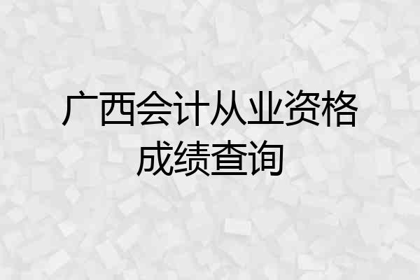 广西会计从业资格成绩查询