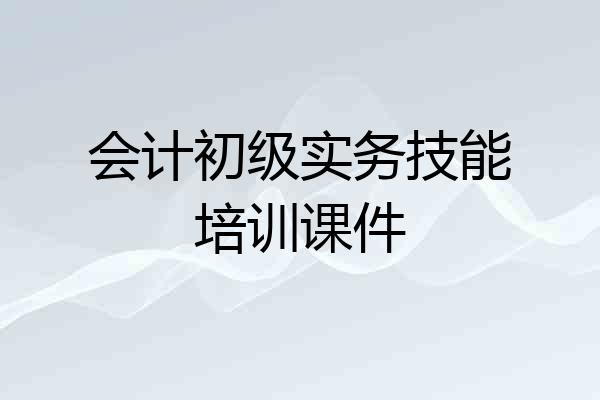 会计初级实务技能培训课件