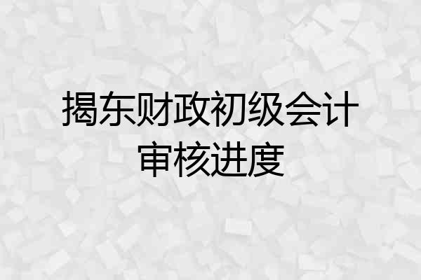 揭东财政初级会计审核进度