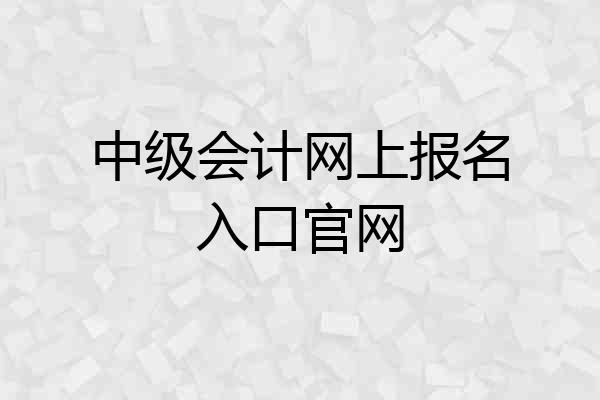 中级会计网上报名入口官网