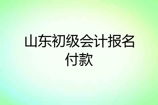 山东初级会计报名付款