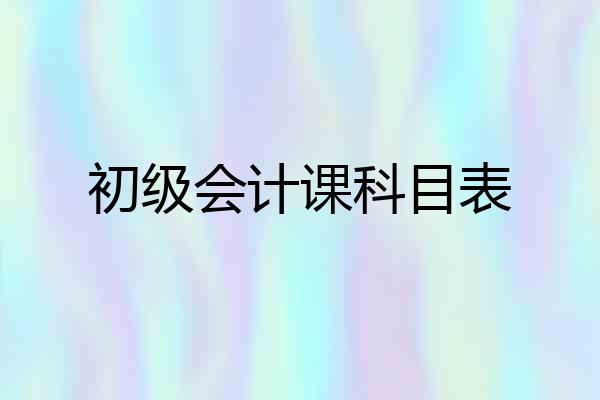 初级会计课科目表