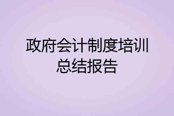 政府会计制度培训总结报告