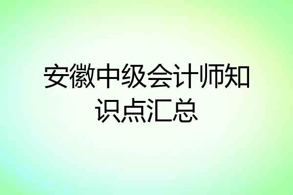 安徽中级会计师知识点汇总