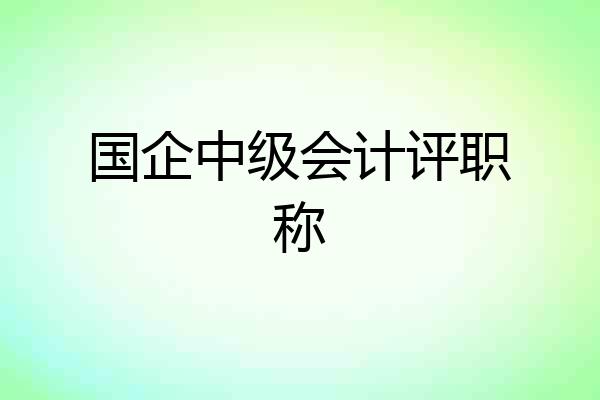 国企中级会计评职称