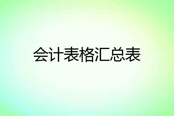 会计表格汇总表