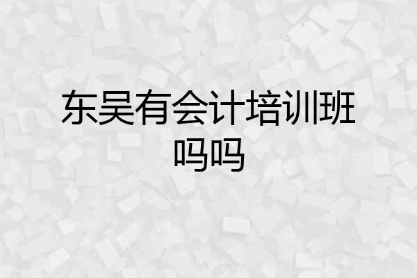 东吴有会计培训班吗吗