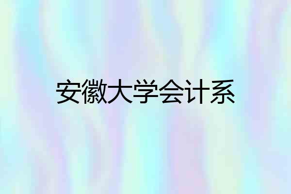 安徽大学会计系