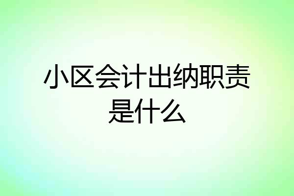 小区会计出纳职责是什么