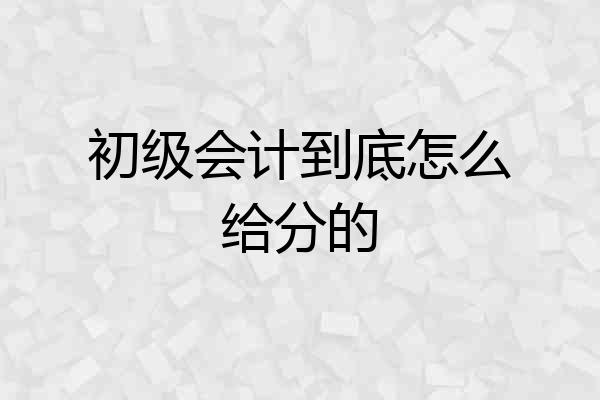 初级会计到底怎么给分的