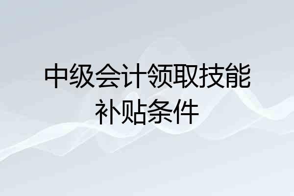 中级会计领取技能补贴条件