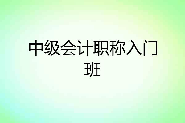 中级会计职称入门班