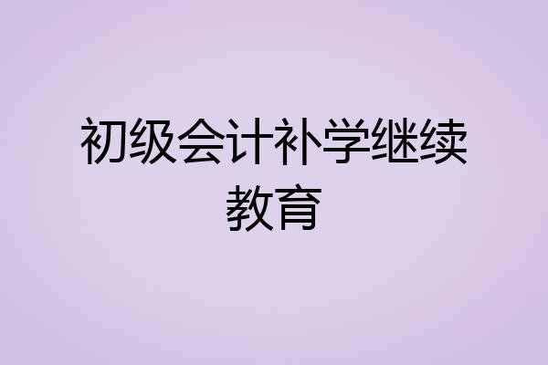 初级会计补学继续教育