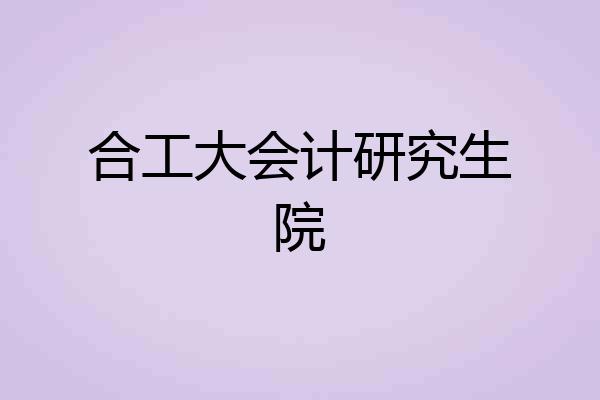 合工大会计研究生院