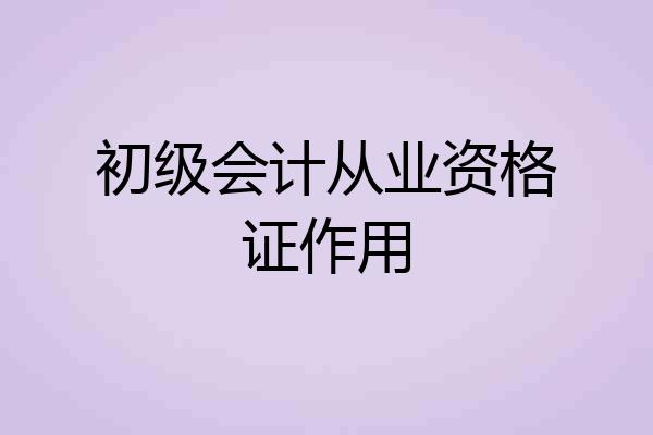 初级会计从业资格证作用