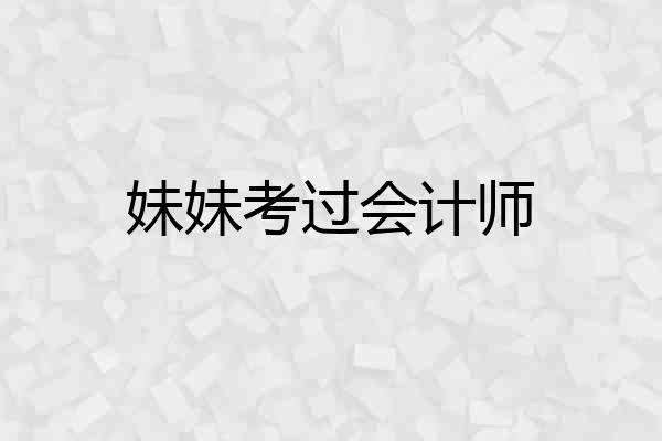 妹妹考过会计师