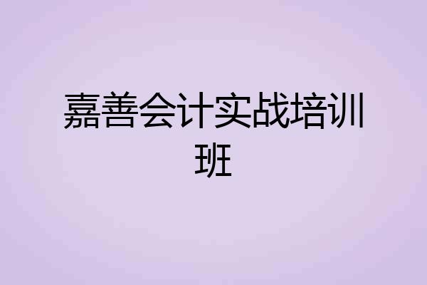 嘉善会计实战培训班