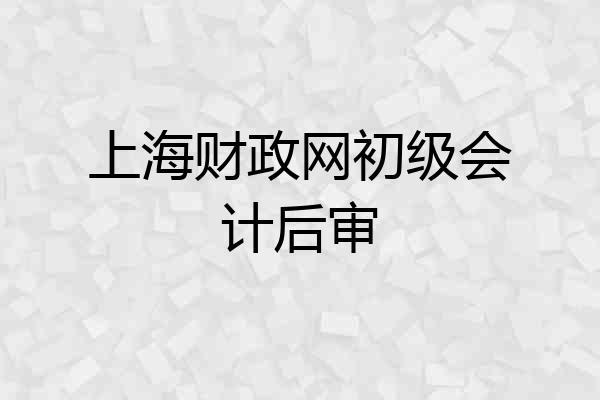 上海财政网初级会计后审